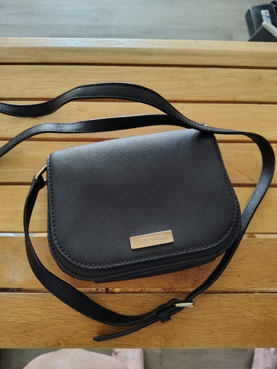 kate spade Handbags - kate spade Black Textured Leather Crossbody with Gold Plaque